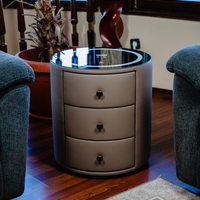 Смарт Шкаф SPHERE - безжично зареждане, Bluetooth стерео тонколона 20W, USB-A & USB-C, LED осветление (Цвят: Кафяв)