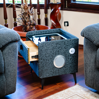 Смарт Шкаф GOLD LINE - безжично зареждане, Bluetooth стерео тонколона 20W, USB-A & USB-C, LED осветление (Цвят: Графитено сив с текстура)