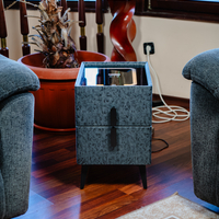 Смарт Шкаф MINI - безжично зареждане, Bluetooth стерео тонколона 20W, USB-A & USB-C, LED осветление (Графитено сив с текстура)