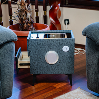 Смарт Шкаф MINI - безжично зареждане, Bluetooth стерео тонколона 20W, USB-A & USB-C, LED осветление (Графитено сив с текстура)