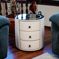 Смарт Шкаф SPHERE - безжично зареждане, Bluetooth стерео тонколона 20W, USB-A & USB-C, LED осветление (Цвят: Бежов)