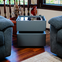 Смарт Шкаф SENSOR GLOW - безжично зареждане, Bluetooth стерео тонколона 20W, USB-A & USB-C, LED осветление (Цвят: Тъмно Сив)