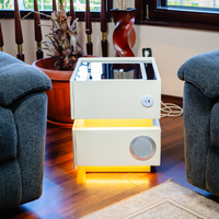 Смарт Шкаф SENSOR GLOW - безжично зареждане, Bluetooth стерео тонколона 20W, USB-A & USB-C, LED осветление (Цвят: Бял)