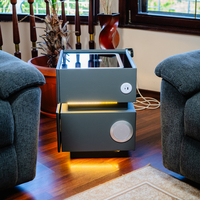 Смарт Шкаф SENSOR GLOW - безжично зареждане, Bluetooth стерео тонколона 20W, USB-A & USB-C, LED осветление (Цвят: Тъмно Сив)