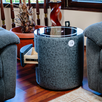 Смарт Шкаф SPHERE - безжично зареждане, Bluetooth стерео тонколона 20W, USB-A & USB-C, LED осветление (Цвят: Графитено сив с текстура)