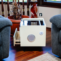 Смарт Шкаф GOLD LINE - безжично зареждане, Bluetooth стерео тонколона 20W, USB-A & USB-C, LED осветление (Цвят: Бял)