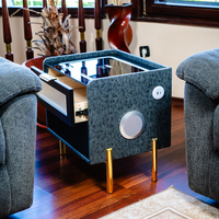 Смарт Шкаф VISION - безжично зареждане, Bluetooth стерео тонколона 20W, USB-A & USB-C, LED осветление  (Цвят: Сив & Черен)