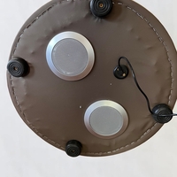 Смарт нощен шкаф с безжично зареждане, стерео тонколона, USB А & USB C порт и LED осветление - Кръгъл (Цвят: Кафяв), Модел: 528