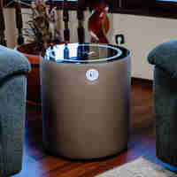 Смарт Шкаф SPHERE - безжично зареждане, Bluetooth стерео тонколона 20W, USB-A & USB-C, LED осветление (Цвят: Кафяв)