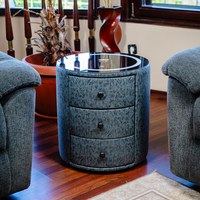 Смарт Шкаф SPHERE - безжично зареждане, Bluetooth стерео тонколона 20W, USB-A & USB-C, LED осветление (Цвят: Графитено сив с текстура)