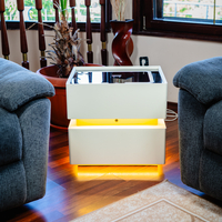 Смарт Шкаф SENSOR GLOW - безжично зареждане, Bluetooth стерео тонколона 20W, USB-A & USB-C, LED осветление (Цвят: Бял)