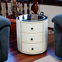 Смарт Шкаф SPHERE - безжично зареждане, Bluetooth стерео тонколона 20W, USB-A & USB-C, LED осветление (Цвят: Бял)