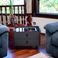 Смарт Шкаф LINEA - безжично зареждане, Bluetooth стерео тонколона 20W, USB-A & USB-C, LED осветление(Цвят: Тъмно Сив)