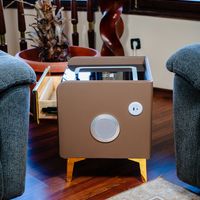 Смарт Шкаф GOLD LINE - безжично зареждане, Bluetooth стерео тонколона 20W, USB-A & USB-C, LED осветление (Цвят: Кафяв)