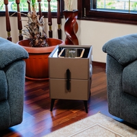 Смарт Шкаф MINI - безжично зареждане, Bluetooth стерео тонколона 20W, USB-A & USB-C, LED осветление (Кафяв)