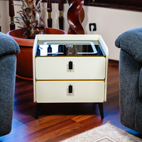 Смарт Шкаф GOLD LINE - безжично зареждане, Bluetooth стерео тонколона 20W, USB-A & USB-C, LED осветление (Цвят: Бял)