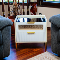 Смарт Шкаф VISION - безжично зареждане, Bluetooth стерео тонколона 20W, USB-A & USB-C, LED осветление (Цвят: Бял)