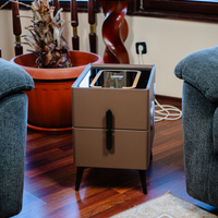 Смарт Шкаф MINI - безжично зареждане, Bluetooth стерео тонколона 20W, USB-A & USB-C, LED осветление (Кафяв)