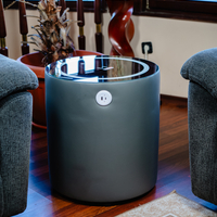 Смарт Шкаф SPHERE - безжично зареждане, Bluetooth стерео тонколона 20W, USB-A & USB-C, LED осветление (Цвят: Тъмно Сив)