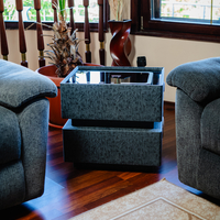 Смарт Шкаф SENSOR GLOW - безжично зареждане, Bluetooth стерео тонколона 20W, USB-A & USB-C, LED осветление (Цвят: Графитено сив с текстура)