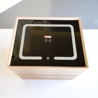 Смарт нощен шкаф с безжично зареждане, стерео тонколона, USB А & USB C порт и LED осветление и сензор - Двуетажен (Цвят: Бежов), Модел: 805
