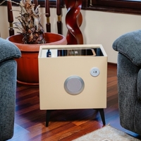 Смарт Шкаф MINI - безжично зареждане, Bluetooth стерео тонколона 20W, USB-A & USB-C, LED осветление (Бежов цвят)