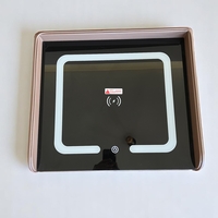 Смарт нощен шкаф с безжично зареждане, стерео тонколона, USB А & USB C порт и LED осветление - Правопъгален (Цвят: Кафяв), Модел: 522