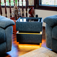 Смарт Шкаф SENSOR GLOW - безжично зареждане, Bluetooth стерео тонколона 20W, USB-A & USB-C, LED осветление (Цвят: Графитено сив с текстура)