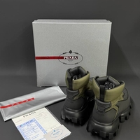Prada Monolith Gabardine Boots – Military Green / Black