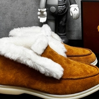 Loro Piana Suede Shearling Ankle Boots “Caramel”