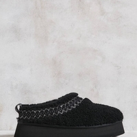 UGG Tazz Fluffy Braided Slippers “Black”