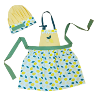 Комплект детска престилка с шапка Лимони