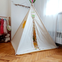 Детска палатка Тее Рее голямо БОХО с цветни пискюли