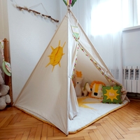 Детска палатка Тее Рее голямо БОХО с цветни пискюли