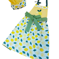 Комплект детска престилка с шапка Лимони