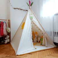 Детска палатка Тее Рее голямо БОХО с цветни пискюли