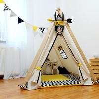 Детска палатка Арвен в черно бял зиг, сиво и жълто