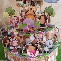 Картонена торта  Маша и Мечока 3 / Маша и Медведь