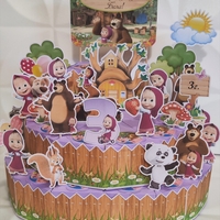 Картонена торта  Маша и Мечока 3 / Маша и Медведь