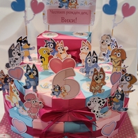 Картонена торта Блу и Бинго 18 / Bluey and Bingo 18