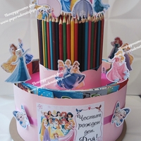 Торта от книжки и моливи ДИСНИ ПРИНЦЕСИ 15  / Disney Princess