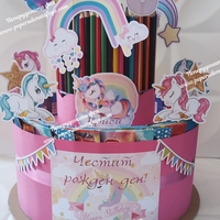 Торта от книжки и моливи ЕДНОРОГ  / Unicorn