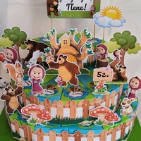 Картонена торта  Маша и Мечока 1 / Маша и Медведь