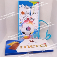 Кутия за пари с шоколад Мерси - Рожден ден Футбол
