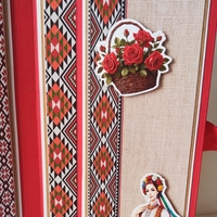 Картичка - кутия с шоколад Merci с място за банкноти  -   духа на България , традиция и стил