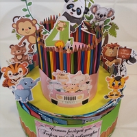 Торта от книжки и моливи Сафари / Safari