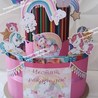 Торта от книжки и моливи  Еднорог / Unicorn