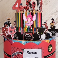 Торта от книжки и моливи КАЛИНКАТА И ЧЕРНИЯТ КОТАРАК  6 / Miraculous