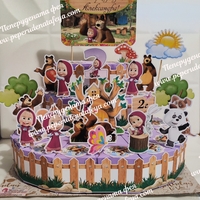 Картонена торта  Маша и Мечока 3 / Маша и Медведь