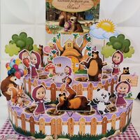 Картонена торта  Маша и Мечока 3 / Маша и Медведь